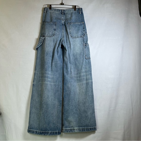 Wide Leg Blue Denim Jeans - Picture 2 of 10